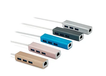

50pcs 3 Ports USB 3.0 HUB Type C Thunderbolt 3 to RJ45 100Mbps Ethernet LAN Adapter Data Type-C For Macbook