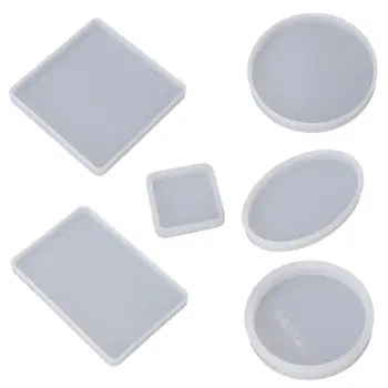 

6 Pcs Jewelry Mold Resin Mold Square Round Silicone Jewelry Casting Mold Coaster Mould For Pressure Board Epoxy DIY Crafts