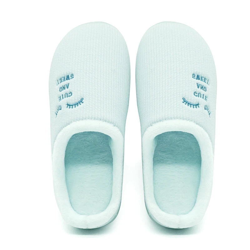 

GieniG 2018 Winter slippers warm fur slippers for women indoor cute eyes cotton slipper half package men slippers