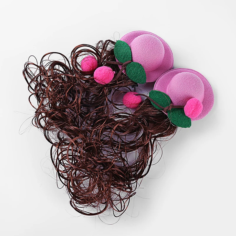 Us 1 64 43 Off 1pair 3 7 Years Old Hairstyle Baby Girl Hairpin Cherry Hat Brown Curly Hair Design Pink Prinness Clip For Hair Accessories In