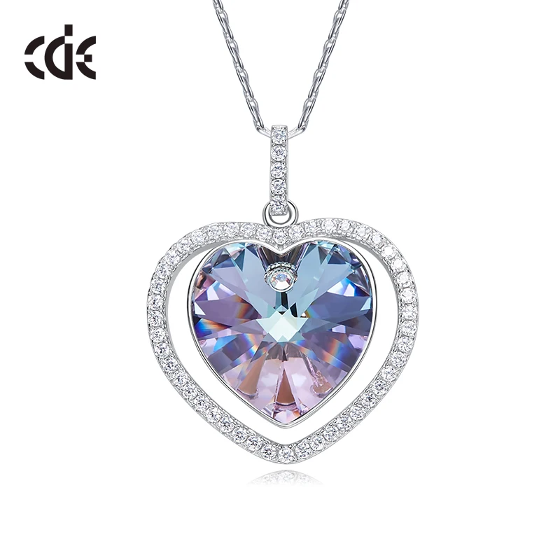 

CDE 925 Sterling Silver Necklace Embellished with crystals from Swarovski Necklace Pendant For Women Heart Necklace Collares