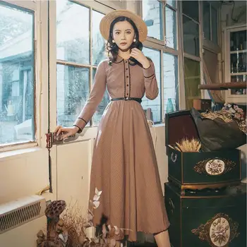 

2020 mori girls spring new art retro palace college style plaid dress embroidery flowers knowledge elegant long dress wq903