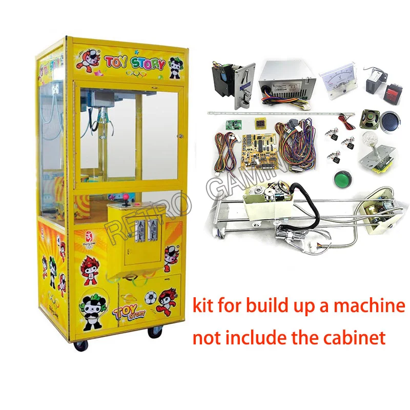 US $109.99 DIY Toy Crane Machine Cabinet kit Parts with Crane Game PCB Slot Game Board coin acceptor buttons harness claw