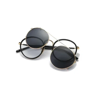 

New women eyeglass frame with clip on sunglasses magnetic clip on retro men set lenses Polarized clip myopia sunglasses frames