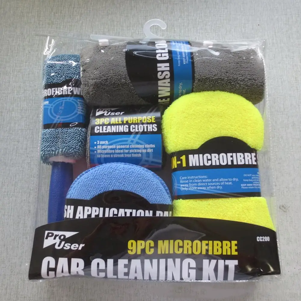Car Cleaning Tools with Soft Microfiber Cloth Towels Wheel Brush Auto Detailing Supplies for Exterior Washing Interior Cleaning Car Wash Kit SENGO 9 PCS Microfiber Car Cleaning Kit 