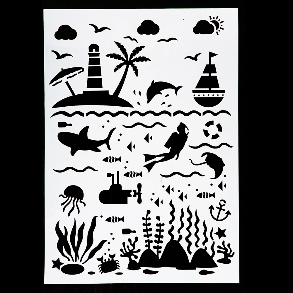 

Трафареты формата а4 для самостоятельного творчества, морские трафареты для скрапбукинга, настенная живопись, фотоальбом, тиснение, бумага, инструмент для скрапбукинга