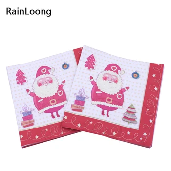 

[RainLoong] Christmas Santa Paper Napkins Tissue For Christmas Party Decoration Decoupage 33*33cm 5packs (20pcs/pack)