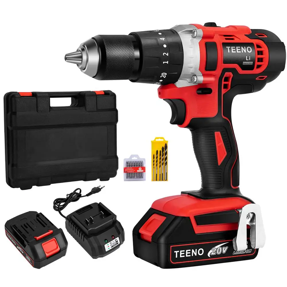 

TEENO 916 Series Electric Screwdriver Cordless Drill Impact Drill Power Driver 20V Max DC Lithium-Ion Battery 13mm 2-Speed