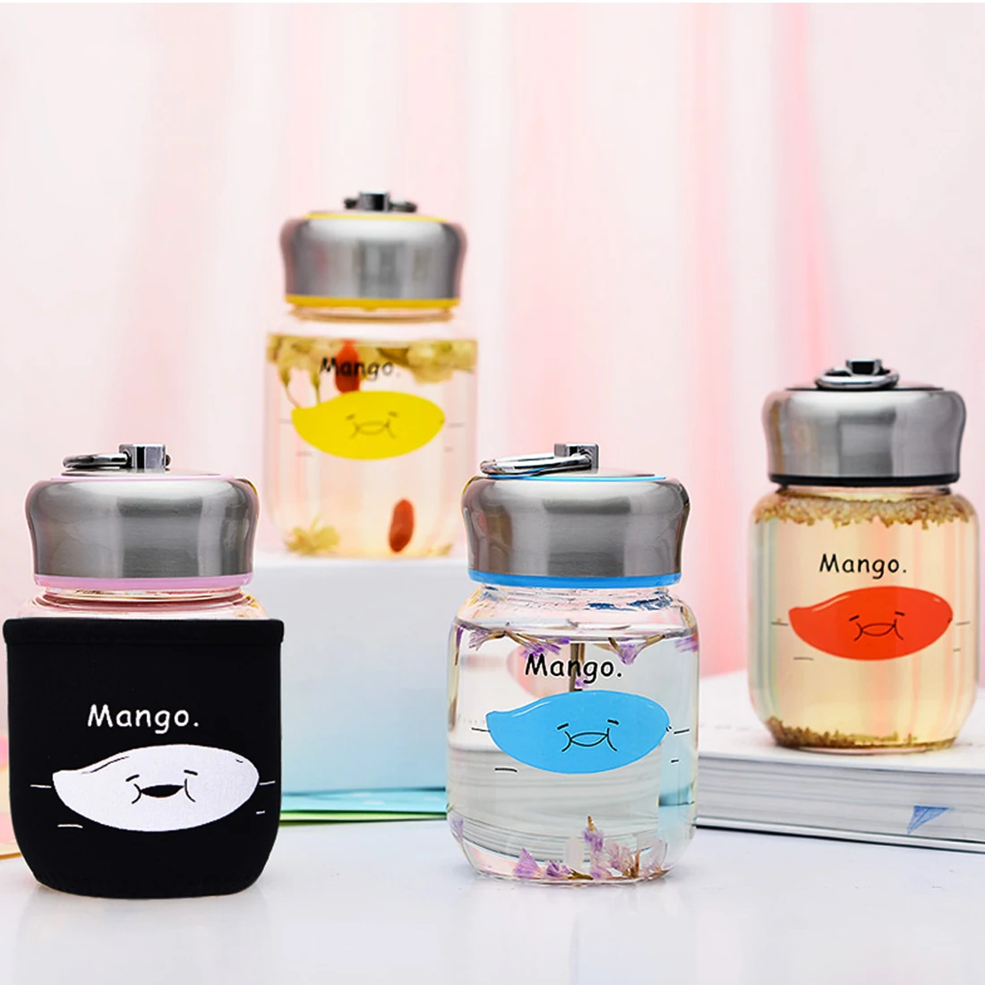 320ml Glass Water bottles Small Pocket School Travel Drink Dover BPA