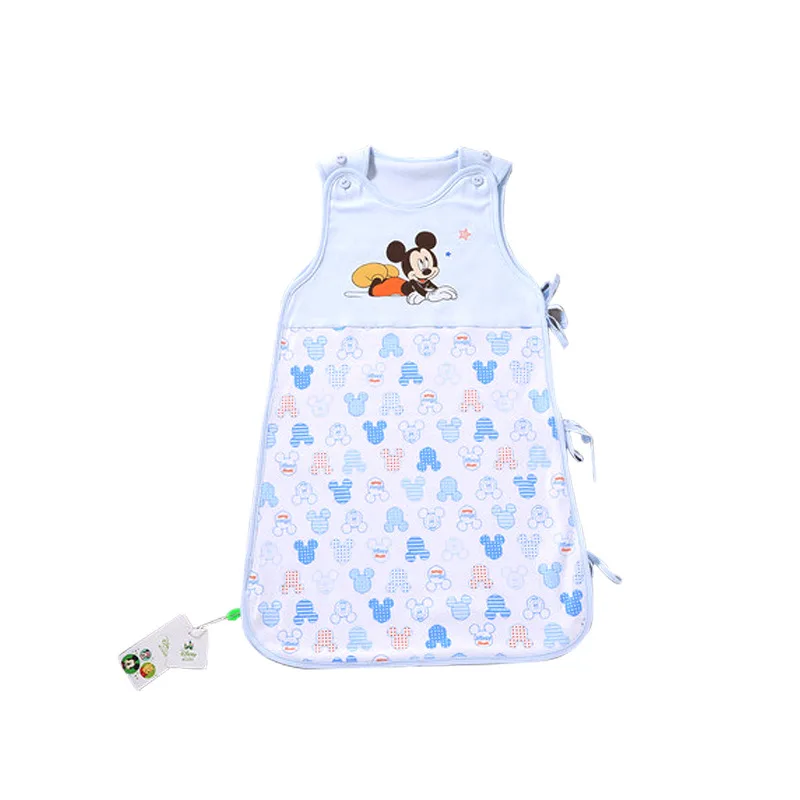 Disney/летние детские спальные мешки без рукавов для мальчиков и девочек, теплый хлопковый спальный мешок, шерстяная коляска, мягкий дышащий спальный мешок - Цвет: Mickey