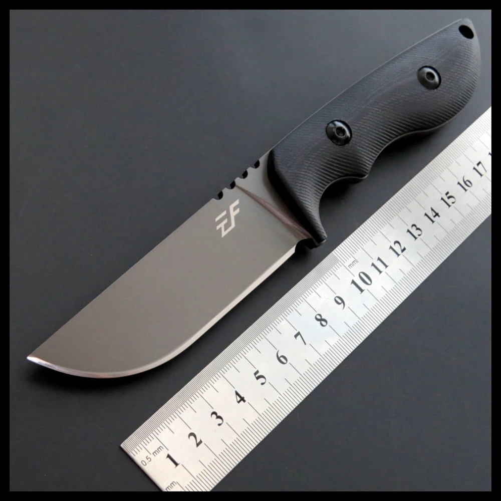 

ZZSQ EF23 outdoor Hunting diving Knife 440C titanium surface steel blade Straight Knife Camping EDC tool knife