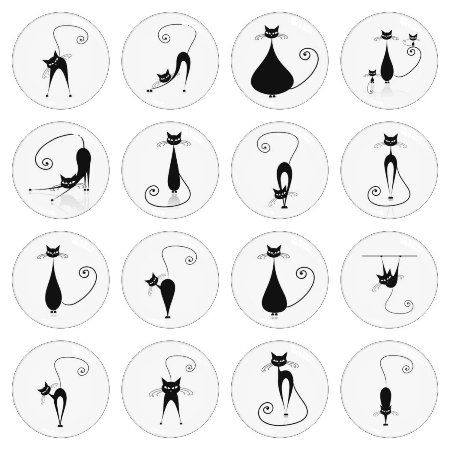 

Cute Cartoon Cat 10mm 12mm 14mm 16mm 18mm 20mm 25mm 30mm Handmade Round Photo Glass Cabochon Domed Flat Back Making Findings