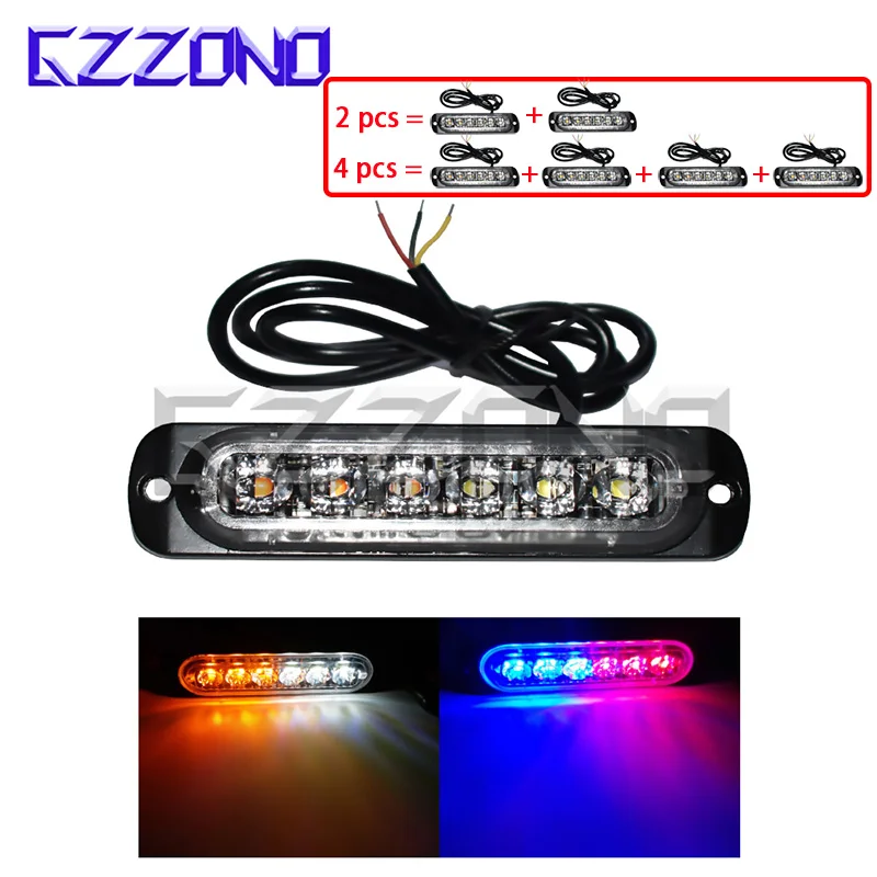 12V24V 2/4 шт 6 светодиодных стробоскопических сигнальных огней Стробоскопическая