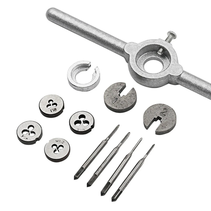 2018 1Set Mini HSS Metric Taps Dies Wrench Handle Kit M1 M1.6 Screw