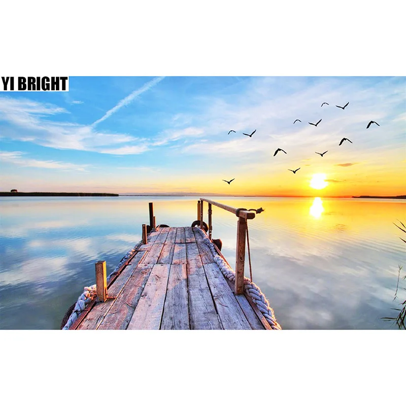 

YI BRIGHT DIY 3D Diamond Embroidery,Cross Stitch,"Shipside Bridge Sun & Seagull"Full Square&Round Diamond Painting,Home Decor,GT
