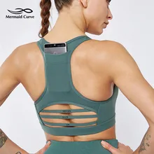 Новинка, Женский дизайнерский спортивный бюстгальтер с карманом сзади, Quakeproof, бюстгальтер для бега, для спортзала, дышащий, с отверстиями, для фитнеса, бега, йоги