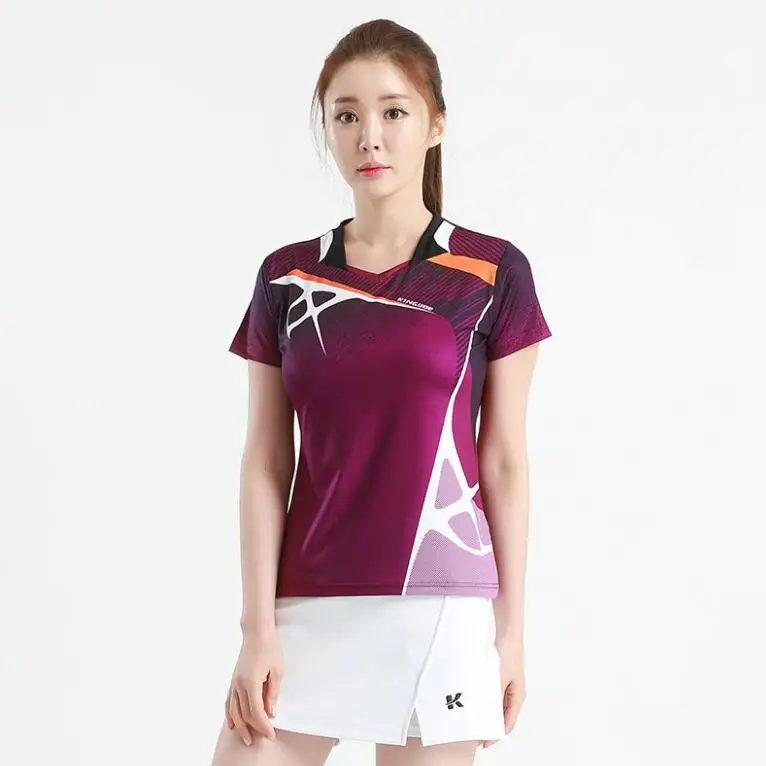 women one set Новые быстросохнущие футболки для бадминтона для мужчин/женщин, теннисные шорты, майки для настольного тенниса, футболки для настольного тенниса, спортивные футболки 11916 - Цвет: women one set