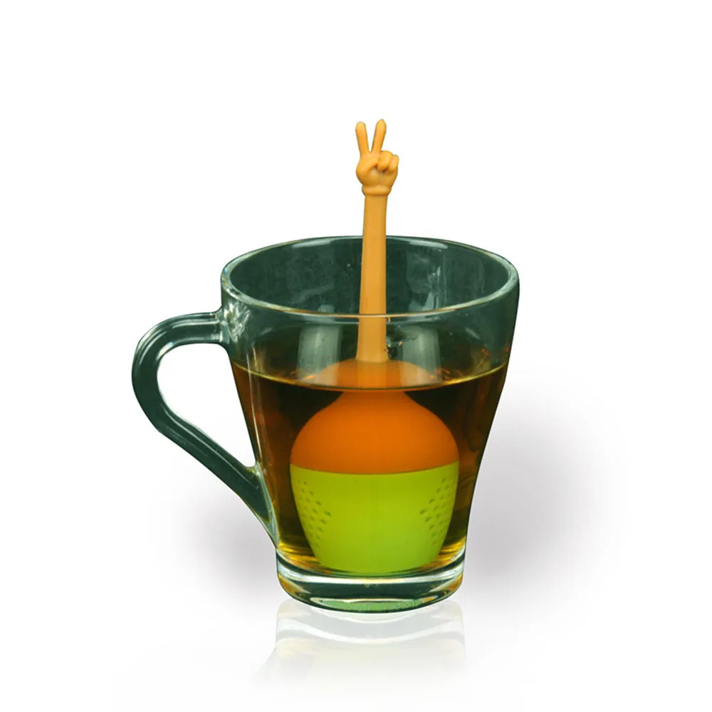 

Funny Gesture Design Black Tea Tea Infuser Tea Food Grade Silicone Loose Leaf Herbal Spice Preparation Tools