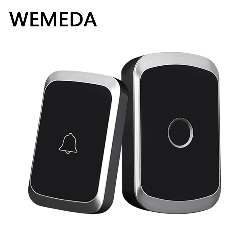 

WEMEDA Wireless Doorbell Waterproof 300M Remote Control Battery Button LED Light Home Cordless Bell 36 Chimes 4 Volume EU Plug
