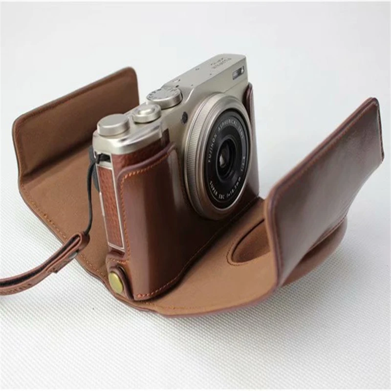 Ocotex роскошный из искусственной кожи чехол камера сумка для Fujifilm Fuji X-F10 XF10 xf10 половина тела крышка Цвет Черный Коричневый