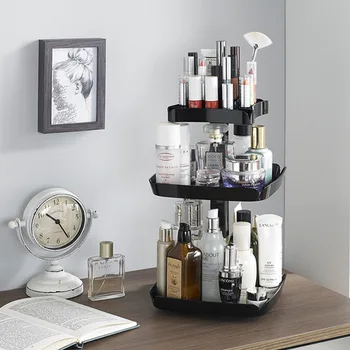 

Home Storage & Organization makeup organizer Home Office Plastic Rotary Desktop Cosmetics makeup Storage Box rack 2018 wholesale