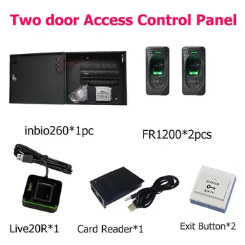 

Two Door Controller fingerprint Access control System with Metal box 12V5A battery function Power+FR1200 Fingerprint Reader