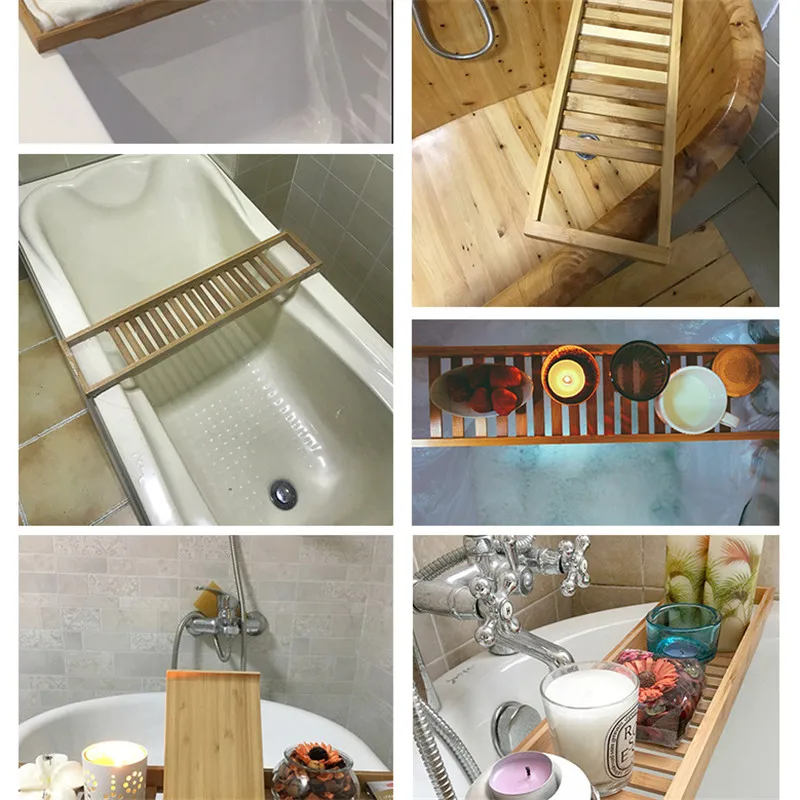 VOGVIGO Bamboo Bathroom SPA Multi-function Bathtub Creative Bathtub Shelf Rack Bathroom Bathtub Large Bathtub Accessories