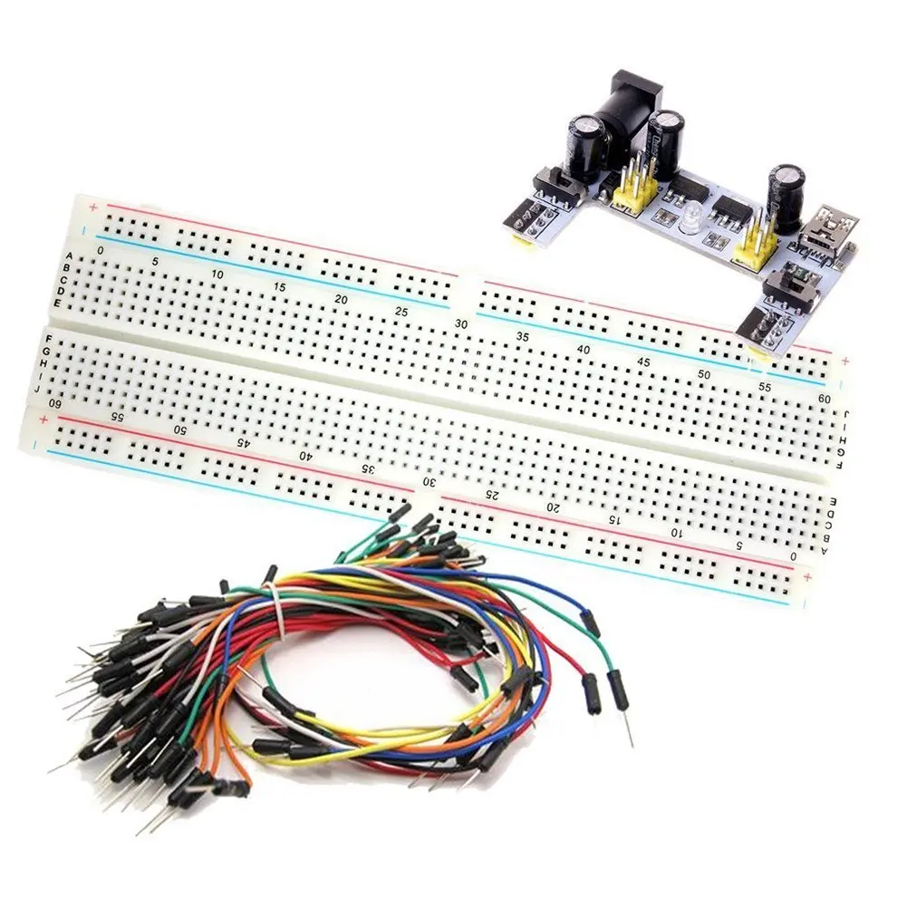 

MB-102 830 Point Prototype PCB Breadboard + K2 Power Supply + 65pcs Jump Cable Wires