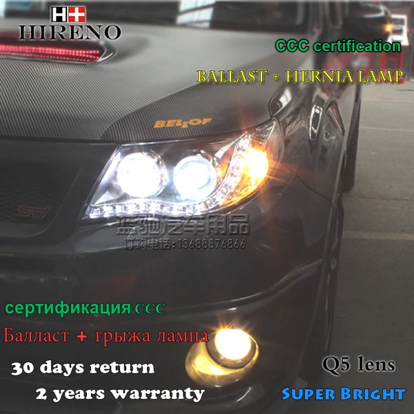 Hireno Headlamp for 2008 2012 Subaru Forester Headlight Assembly LED DRL Angel Lens Double Beam