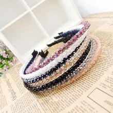 8 цветов Корейская Дамская блестящая имитация кристалла повязка на голову два ряда ручной работы бисер роскошный обруч для волос из металлического сплава головной убор для вечеринок