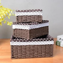 Rattan basket imitate for storage with lining key food fruit straw storage boxes hand made eco-friendly household table storage Rattan basket imitate for storage with lining key food fruit straw storage boxes hand made eco-friendly household table storage
