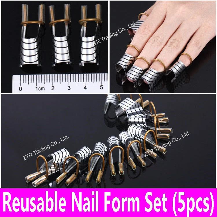 Juego de Formas de uñas reutilizables, puntas de uñas acrílicas, extensión  de uñas, herramientas de construcción de Gel, Formas de Metal de aluminio  plateado, 5 uds.|nail design tool|nails rabbittool flower - AliExpress