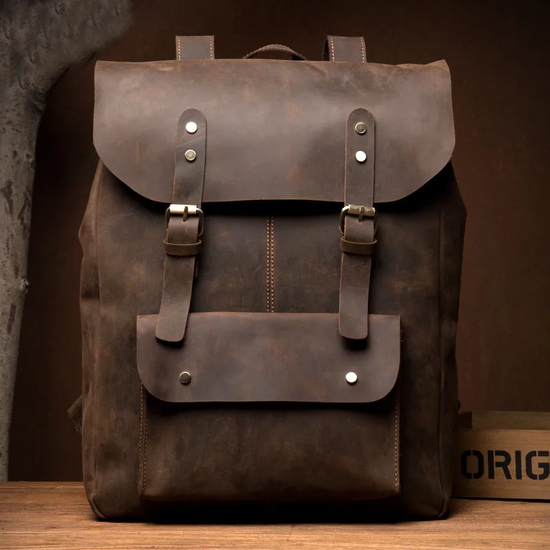 Echt Leer Mannen Rugzakken Mannelijke Schooltas Neutrale Draagbare Rugzak voor Tiener Jongens Schooltas Reistas sac a dos homme Echt Leer Mannen Rugzakken Mannelijke Schooltas Neutrale Draagbare Rugzak voor Tiener Jongens Schooltas Reistas sac a dos homme
