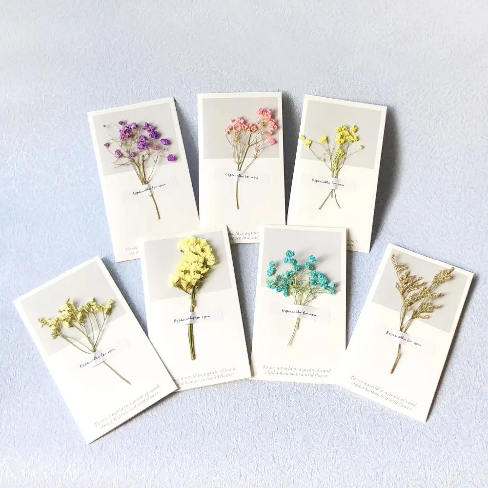 10pc Creative Dried Flowers+Papercard Folding Type Greeting Cards Christmas Birthday Party Wedding  - 32999057086