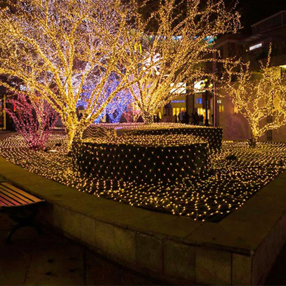 6*4 м светодиодный светильник, сетчатые огни, ажурные огни, рождественские уличные водонепроницаемые, звезды, свадебная гирлянда 3 цвета