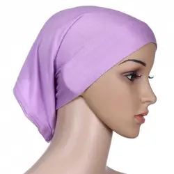 Одноцветное Цвет Исламская Для женщин хиджаб под шарф трубка капот Кепки крышка головки Головные уборы