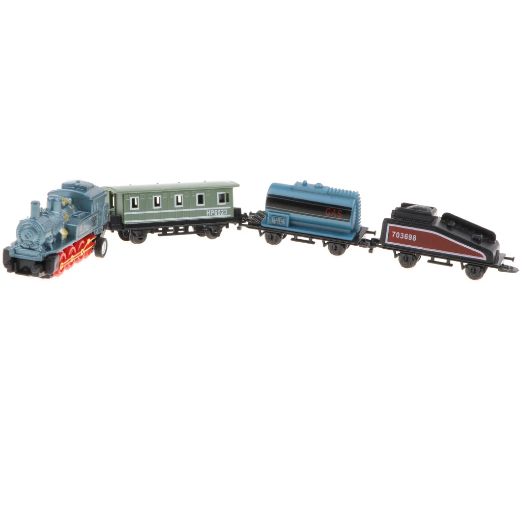 Kids Children's Pull Back Diecast Vehicle Set, Mini Alloy Vintage Steam Train Toy Gift Party Favors - Blue