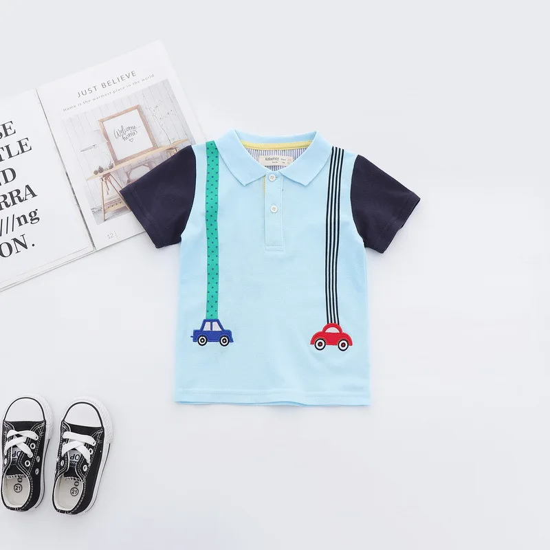 Fashion Summer Cotton Baby Boys Short Sleeved T-shirt Printed Children Tees Kids Tops For Age 2-7 Years Old