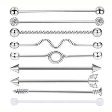 1 шт Новинка 14 г 38 мм Длина Нержавеющая сталь Промышленная Штанга Твист кристалл серьги-шарики пирсинг тела, ушей ювелирные изделия