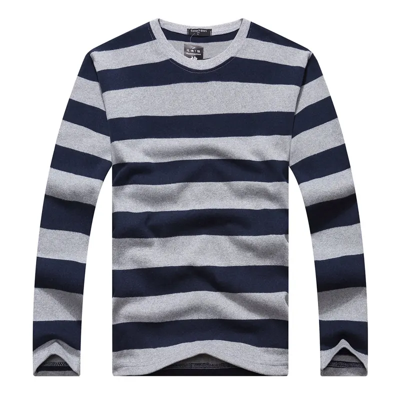 Cotton T-shirts Men Long Sleeve Mens TShirt Spring Autumn Brand Striped Male T shrits Dress Global Shopping Festival Drop-Ship 04