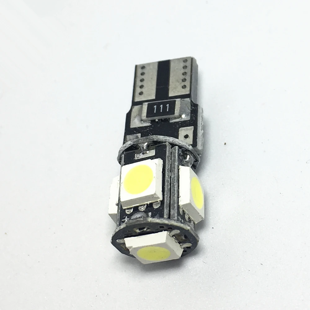 1 шт. T10 W5W светодиодные лампы для автомобильных фар(5smd 5050 led 194 168 Клин лампа Canbus белого и синего цвета красной лентой декодер знак Trun задние габаритные огни 12В ошибка лампы