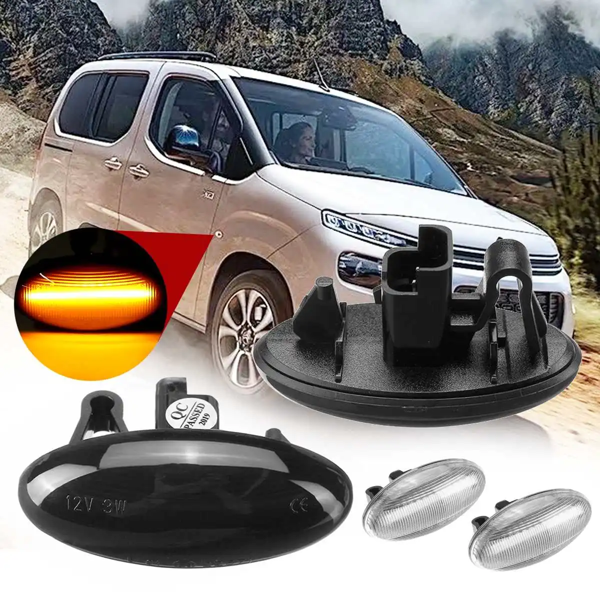 

2pcs Dynamic Side Marker Light Flowing Led Turn Signal 12V Panel Light Side Light Amber for Peugeot 307 206 407 107 for Citroen