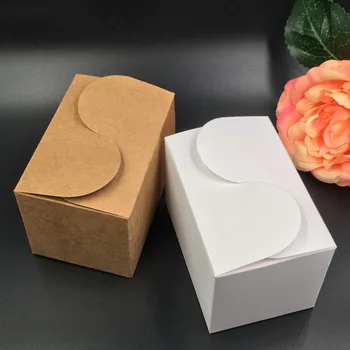 

50pcs/lot,High Quality 9*6.2*6cm Natural Kraft Paper and white Cake Box,Party Gift Packing Box,Cookie/Candy/ Box/DIY Packing Box