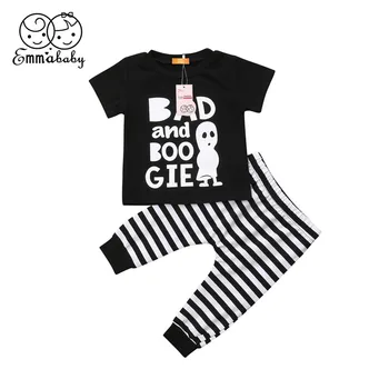 

2018 Baby Boys Girl Clothes Infant Toddlers Newborn Short Sleeves Cotton Cartoon Letter Print Tops T-shirt Leggings Outfits Set