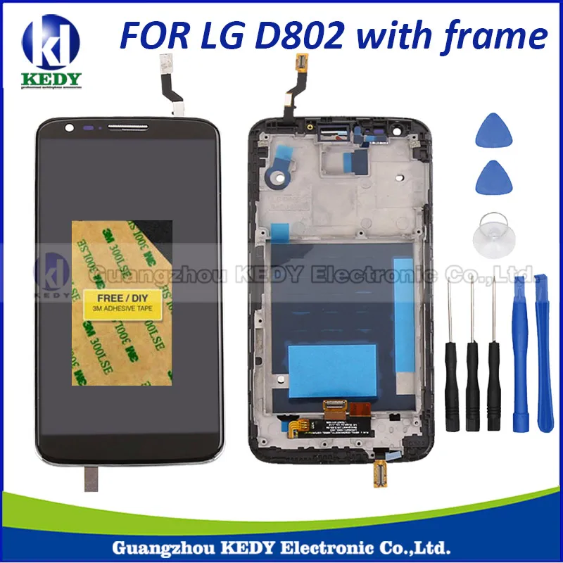 1pcs New lcd For LG Optimus G2 D802 D805 F320 LCD Touch Screen Digitizer with Frame