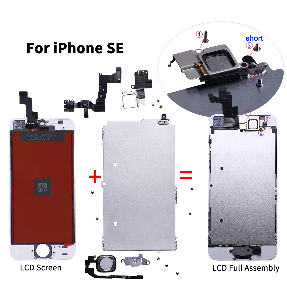 AAA+++ lcd полная сборка для iPhone 5S 5 5c SE 6 сенсорный стеклянный дисплей и ЖК-модуль и замена дигитайзера+ кнопка Home+ фронтальная камера