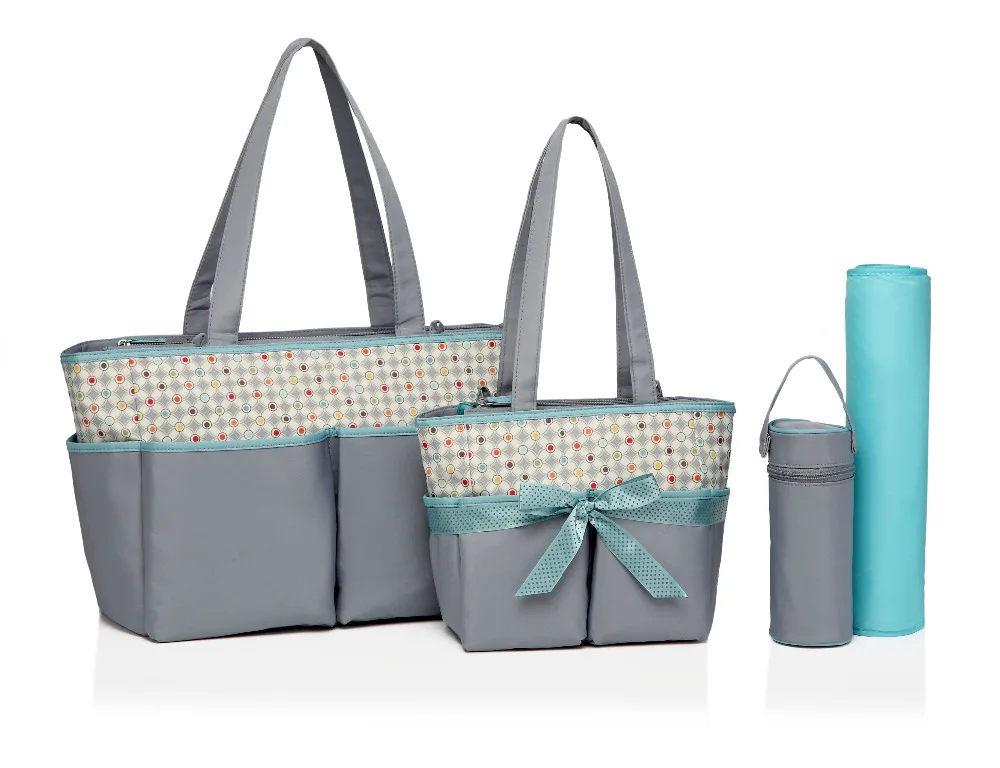 

5pcs/set Multifunctional Dot Diaper Bag Stroller Accessory Baby Bag Nappy Bags Maternity Bags Handbag