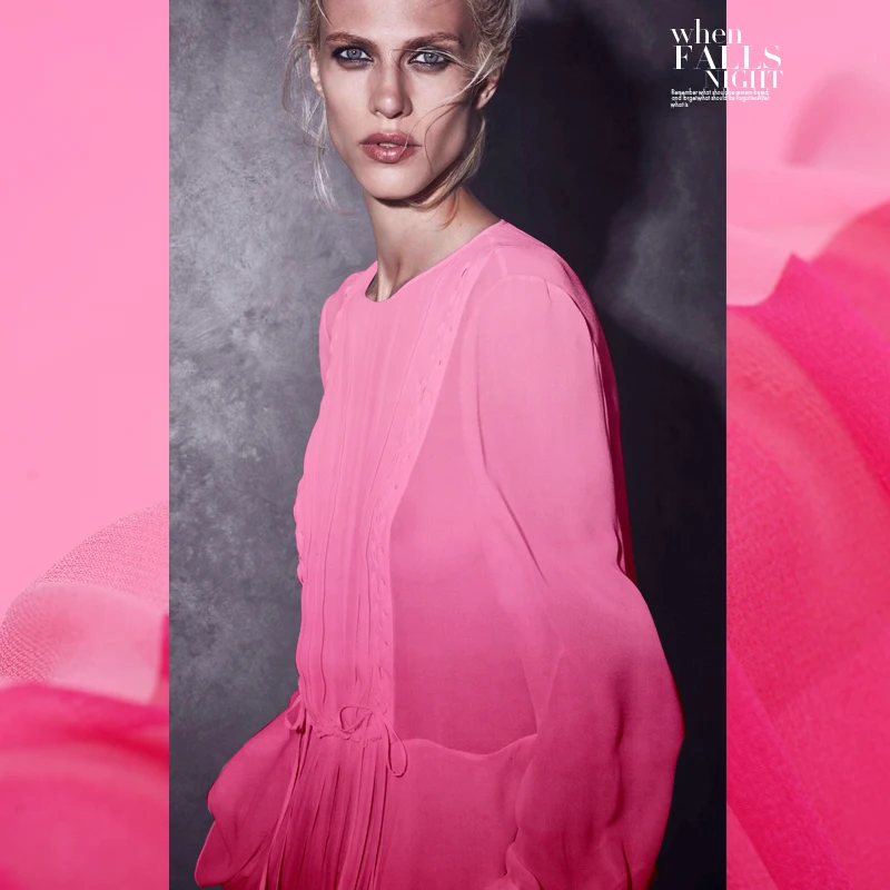 100 Pure mulberry Soft Satin Gradual change of silk powder dressmaking