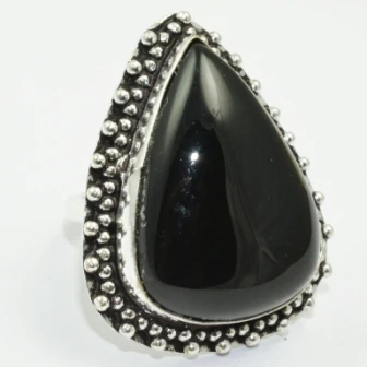 

Black Onyx Ring Silver Overlay over Copper, USA Size : 8.25 , R1494
