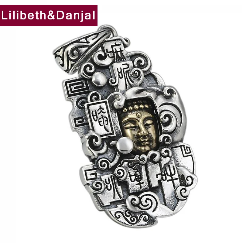 

Buddha portrait Mantra Pendant 100% Real 925 Sterling Silver Men Women Necklace Pendant jewelery colgantes de plata de ley 925 P